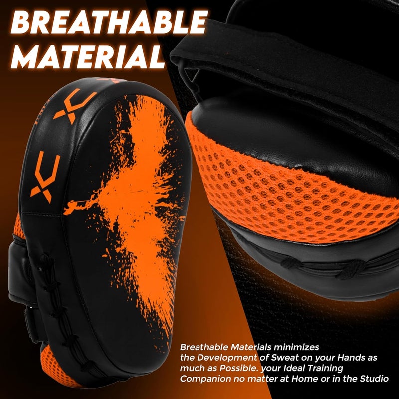 DALLX Sports Punch Mitts Target Focus Pads Hook and Jab Curved for MMA Training Martial Arts Karate Kickboxing Muay Thai with Adjustable Straps Ventilated - Image 5
